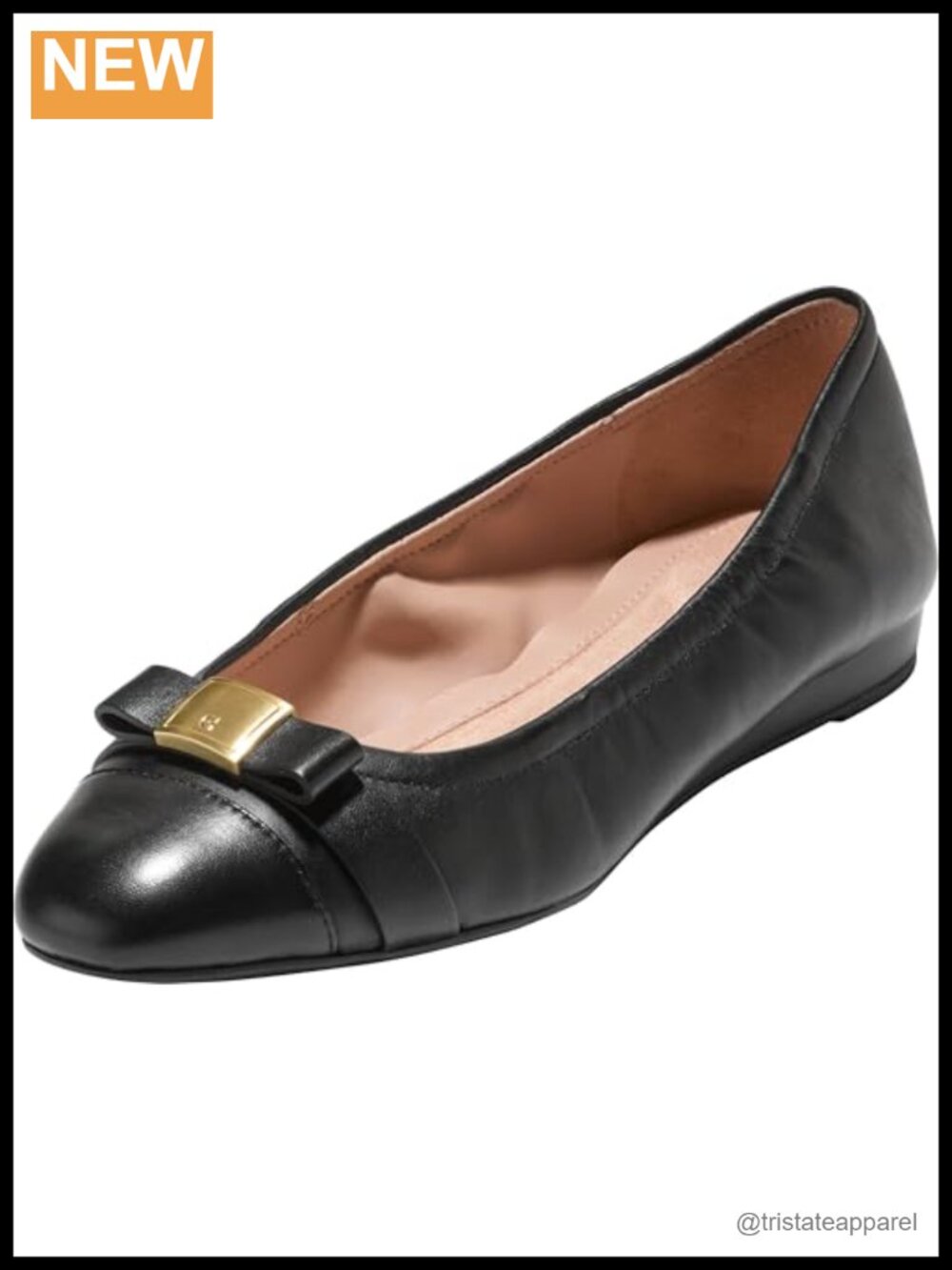 Leather Ballet Flats Round Toe Bow Slip On Business Casual Comfort